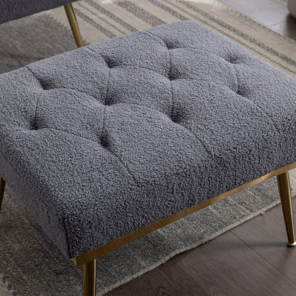 BSHTI 36.61'' Wide Modern Accent Chair With 3 Positions Adjustable Backrest, Tufted Chaise Lounge Chair, Single Recliner Armchair With Ottoman And Gold Legs For Living Room, Bedroom (Gray)