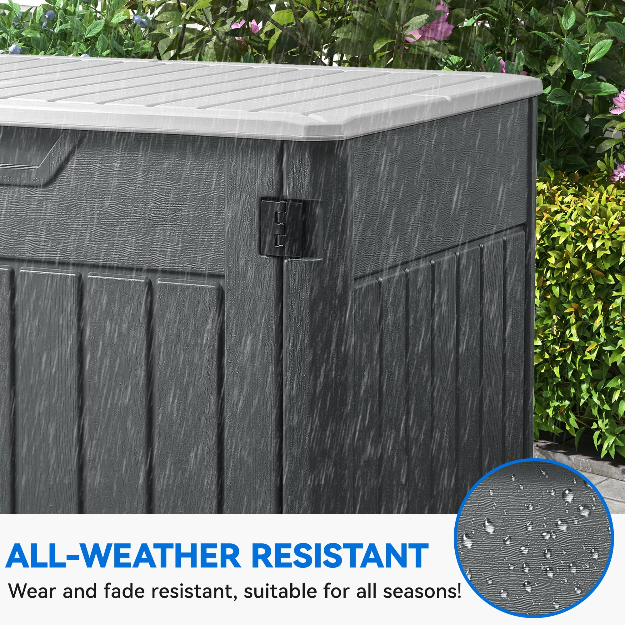 Uforic 4.5x4ft Horizontal Resin Outdoor Storage Shed, Waterproof & Lockable, Dark Gray