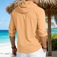 thumbnail image 6 of Chbgutlmr Cotton Linen Shirts for Men Drawstring Long Sleeve Button down Hooded T-Shirts Casual Loose Lightweight Plain TopsLOrange, 6 of 8