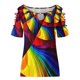 thumbnail image 4 of Blusa de camiseta informal con estampado de manga corta y cuello redondo de verano para mujer a la moda Fridja  hjk2081, 4 of 5