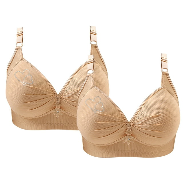 Bras for Women, 2PCS Womans Printing Gathered Together Large Size Daily Bra Underwear No Rims