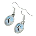 thumbnail image 2 of Flying Stork Novelty Dangling Drop Oval Charm Earrings, 2 of 3