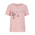 thumbnail image 4 of UPPADA Dressy Tshirts Shirts for Women 2024 Oversized Shirts for Women Loose Fit Cotton Tops Dandelion Printing Shirt Buttons Short Sleeves Blouse Casual Tees Camisetas De Mujer De Moda, 4 of 5