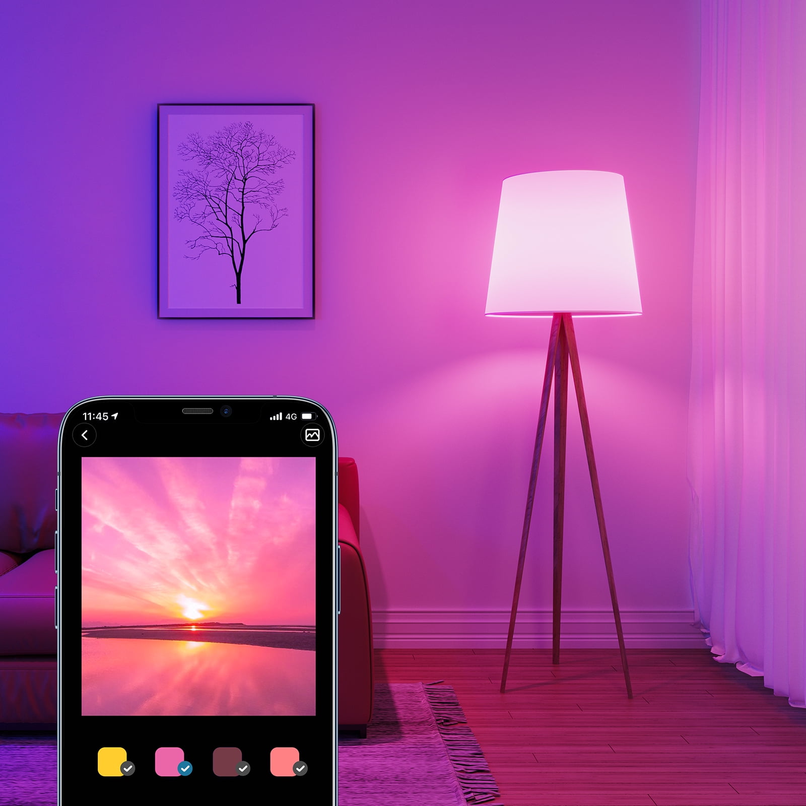 Govee 24.6' Wi-Fi RGBIC Strip Light with A19 Wi-Fi 1200LM RGBWW LED Smart Light Bulb, Dimmable, Color Changing, 85W Equivalent Bulbs