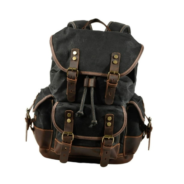 Mochila de lona para exteriores, para adultos, ideal para pesca y montañismo. Negro