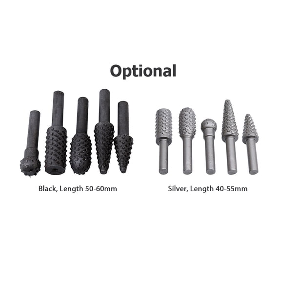 5 PCS  Burr Rasp Wood Plastic Carving File Woodworking Drill Bit 1/4-inch Round Shank Chisel Embossed Deburring Polishing Grinding Head For Carpenter