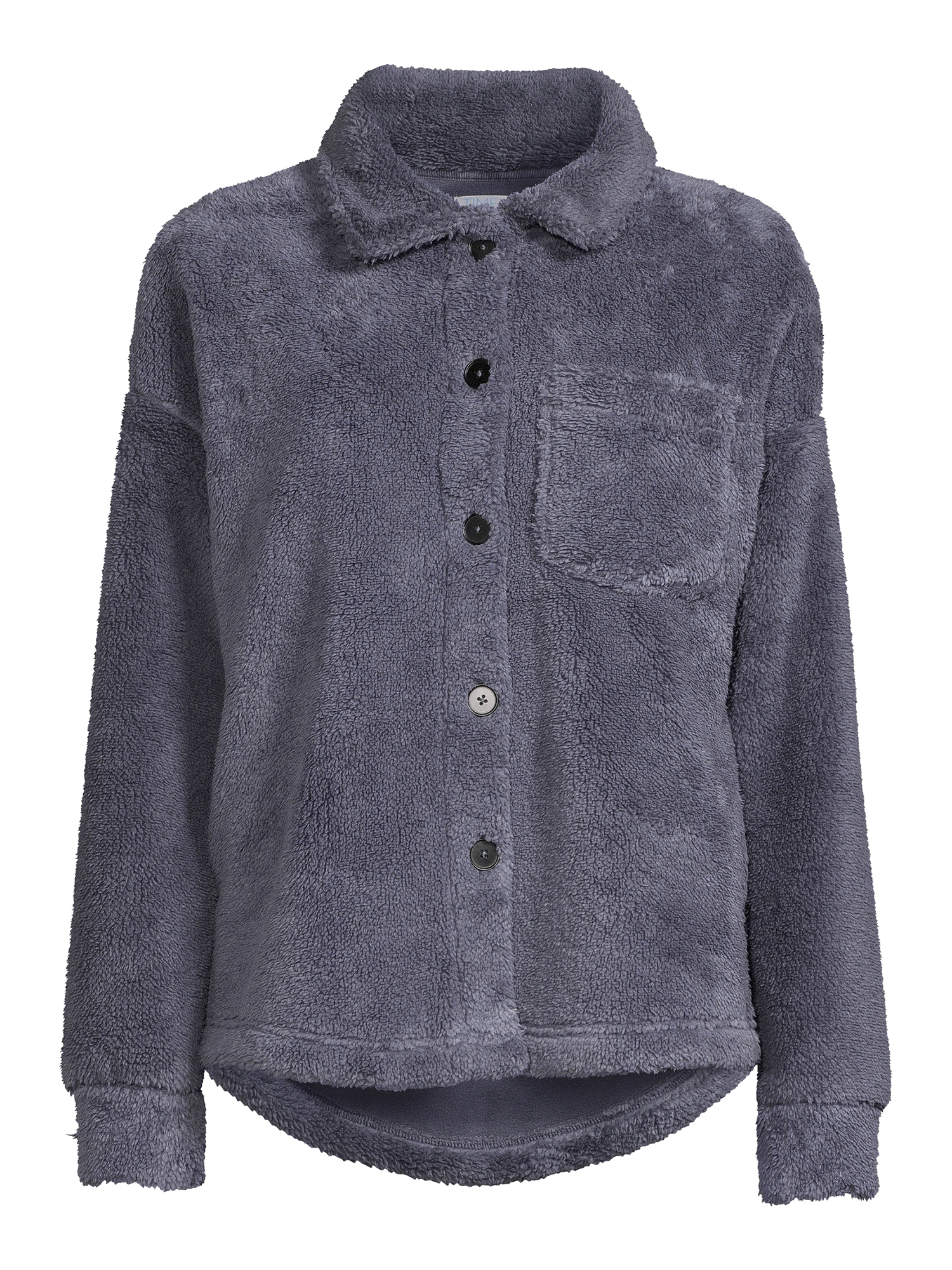 Time and Tru Women's and Plus Faux Sherpa Button-Front Jacket - image 2 of 5
