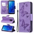 thumbnail image 4 of Allytech Galaxy S9 Plus Case, Slim Fit PU Leather Folio Butterfly Embossed Shockproof Wrist Hand Strap Flip Cards Holder Wallet Case TPU Back Cover for Samsung Galaxy S9+ Plus, Violet, 4 of 8