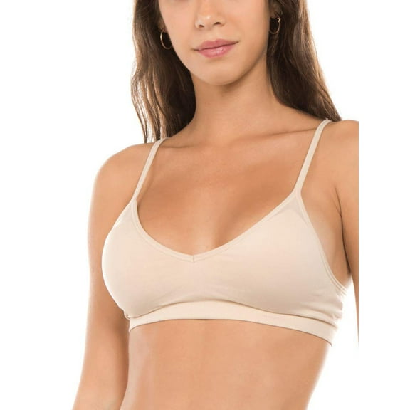 Anemone Women's Seamless V-Neck Padded Bralette with Adjustable Straps (One Size Fits All)