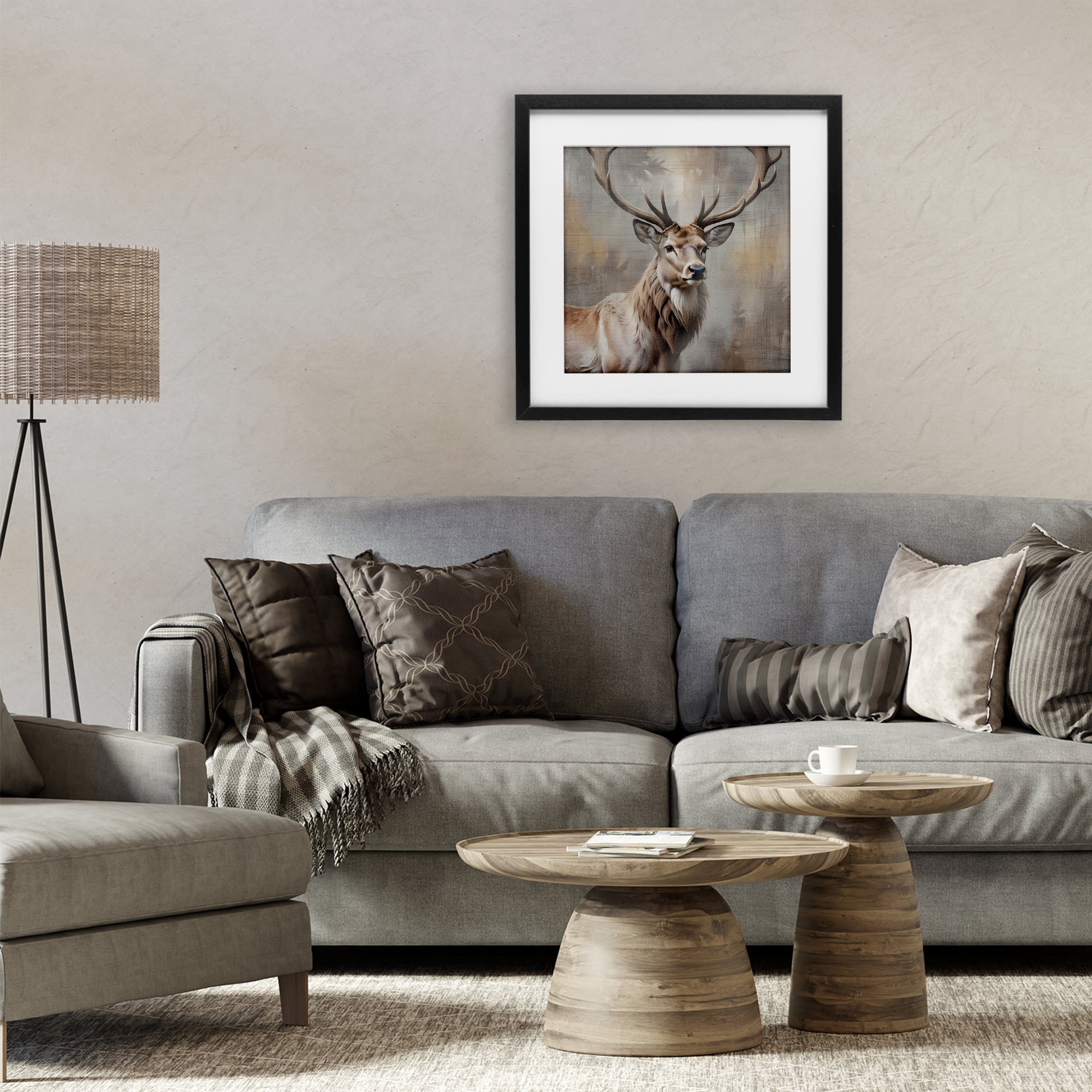 Stupell Industries Rustic Stag with Majestic Glance Black Framed Print Under Glass, design by Susan Arnot