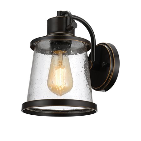 - Globe Electric Charlie 1-Light Oil Rubbed Bronze Outdoor Indoor Wall Sconce with Clear Seeded Glass Shade, LED Bulb Included, 44127