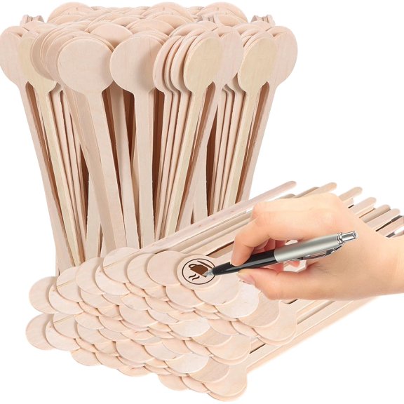 Holzlrgus 200 Pcs Wooden Coffee Stir Sticks 6 Inch Disposable Coffee Stirrers DIY Wood Beverage Stir Sticks Round End Coffee Stirs for Coffee Milk Cocktail Tea