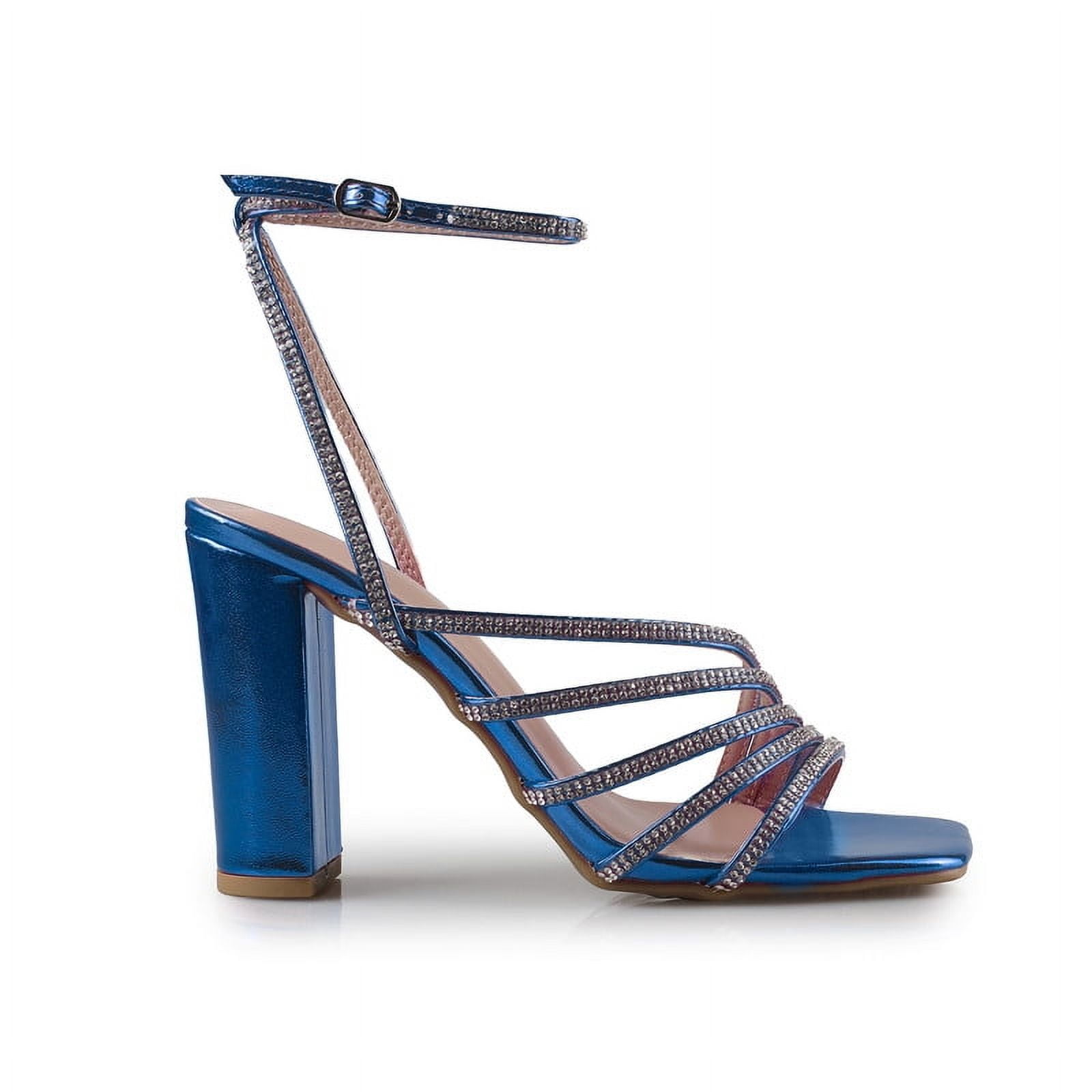Women's Shine Bright Rhinestone Strappy Heeled Evening Dress Sandals