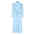 thumbnail image 7 of Women's Satin Maxi Dresses Casual Long Sleeve Round Neck Dresses Waisted A-Line Pleated Flowy Long Dresses, 7 of 7