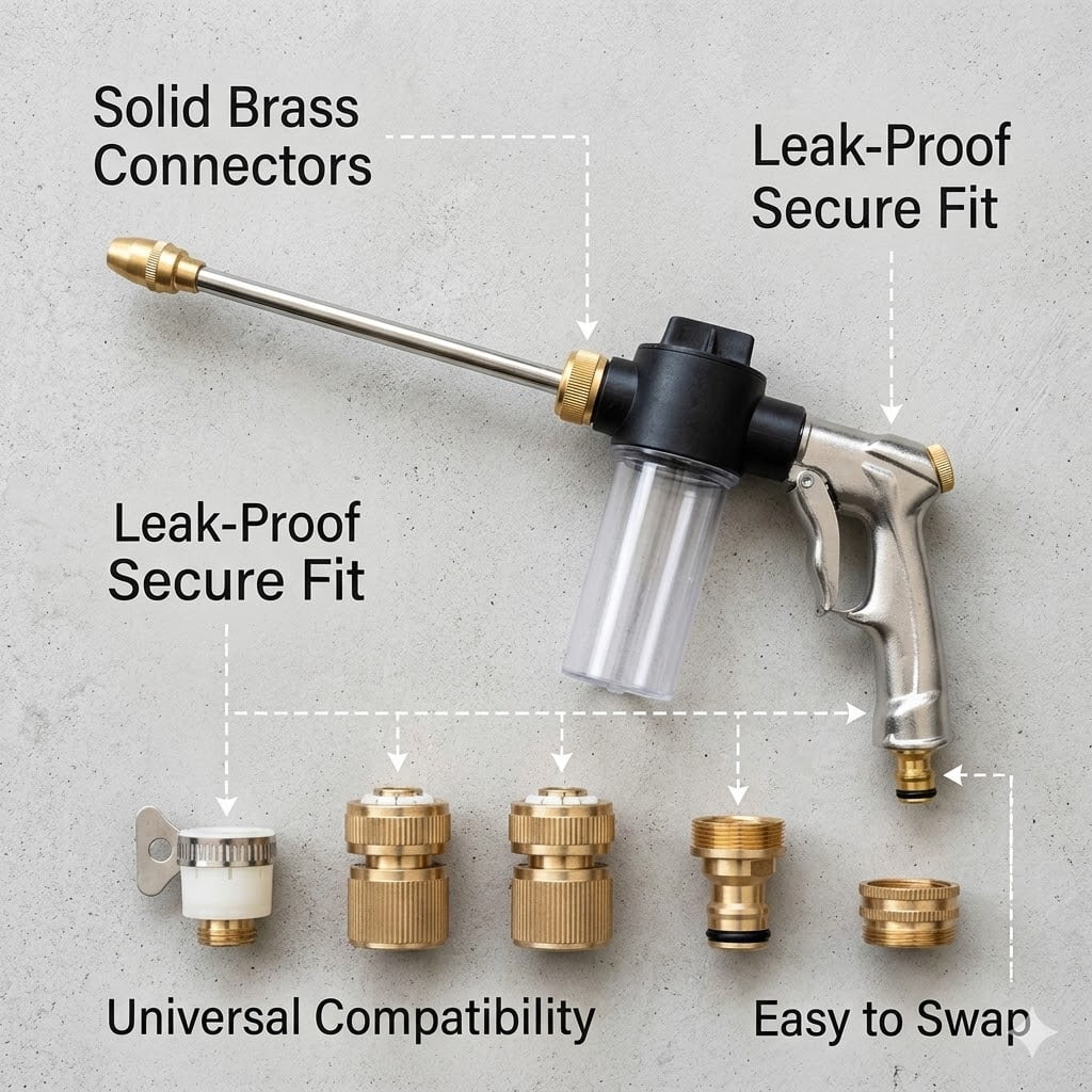 Turn Any Hose into a High Pressure Water Cleaning Jet, 2026 New Heavy Duty Garden Hose Nozzle, Multi Function Lawn Garden Watering Sprayer for Car Patio Garden Yard Cleaning