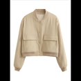 thumbnail image 1 of Chaqueta con Botones y Hombros Caídos para Mujer, Abrigo Corto y Prendas de Abrigo Caqui M, 1 of 9
