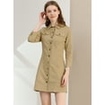 thumbnail image 3 of DARING DIVA 3/4 Sleeve Button Down Denim Shirt Dress M Brown, 3 of 6