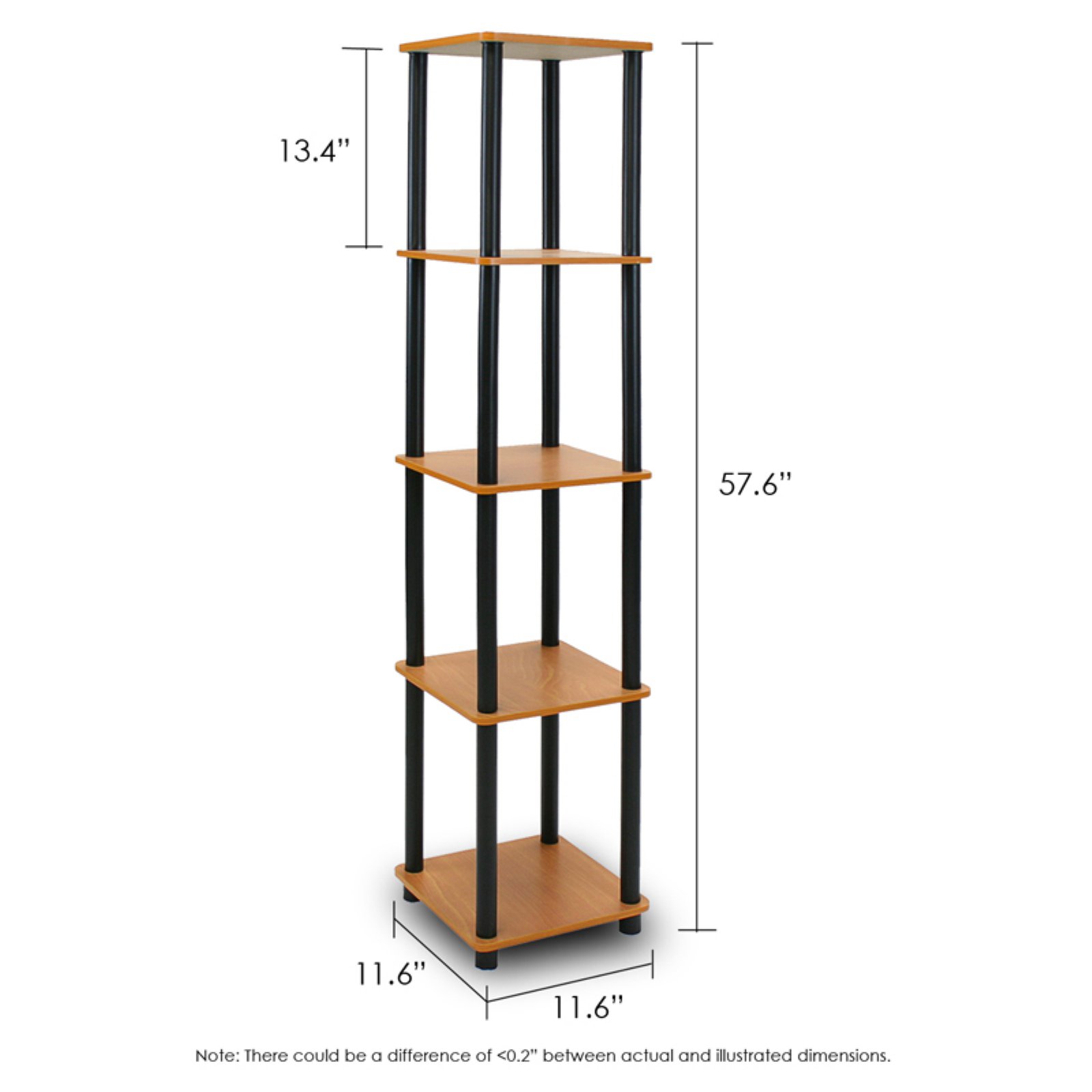 Furinno Durable 11.6 W x 11.6 D x 57.7 H 5-Shelf Freestanding Shelving Unit, Black - image 4 of 5