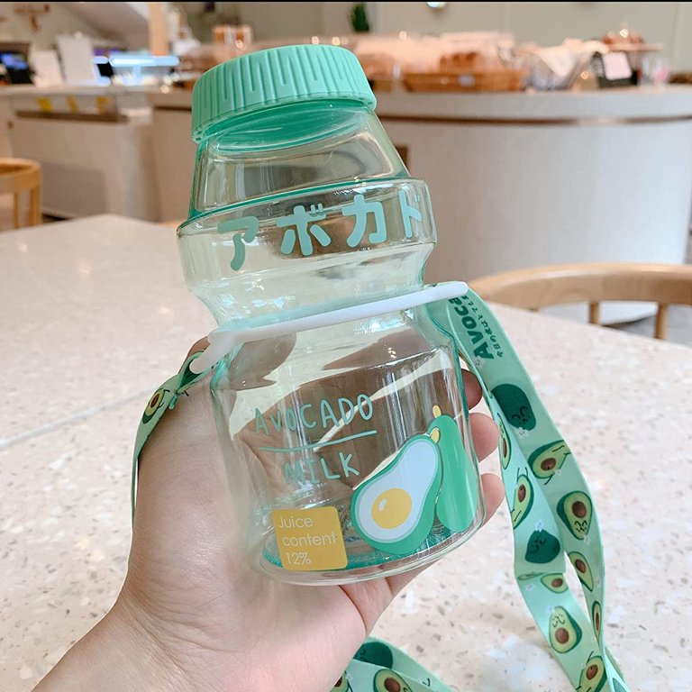 Plastic Fruit Juice Water Bottle Milk Cartoon Shaker Bottle, 16oz/480ML  Transparent Portable Leak Proof Travel Drinking Bottle for Kids & Girl &  Adult