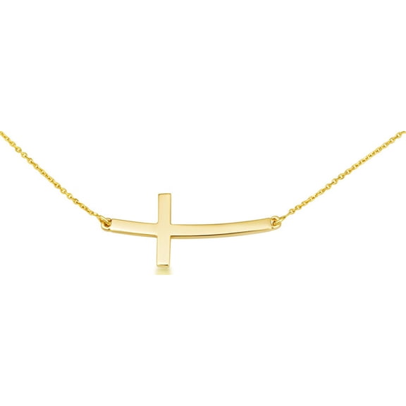Sideways Cross Necklace (14K Yellow Gold, Pendant with 20" chain)