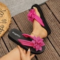 thumbnail image 2 of Cxenplz Womens Platform Flip Flops Flower Elastic Strap Thong Sandals Summer Beach Vacation Casual Comfortable Non Slip Shoes, 2 of 8