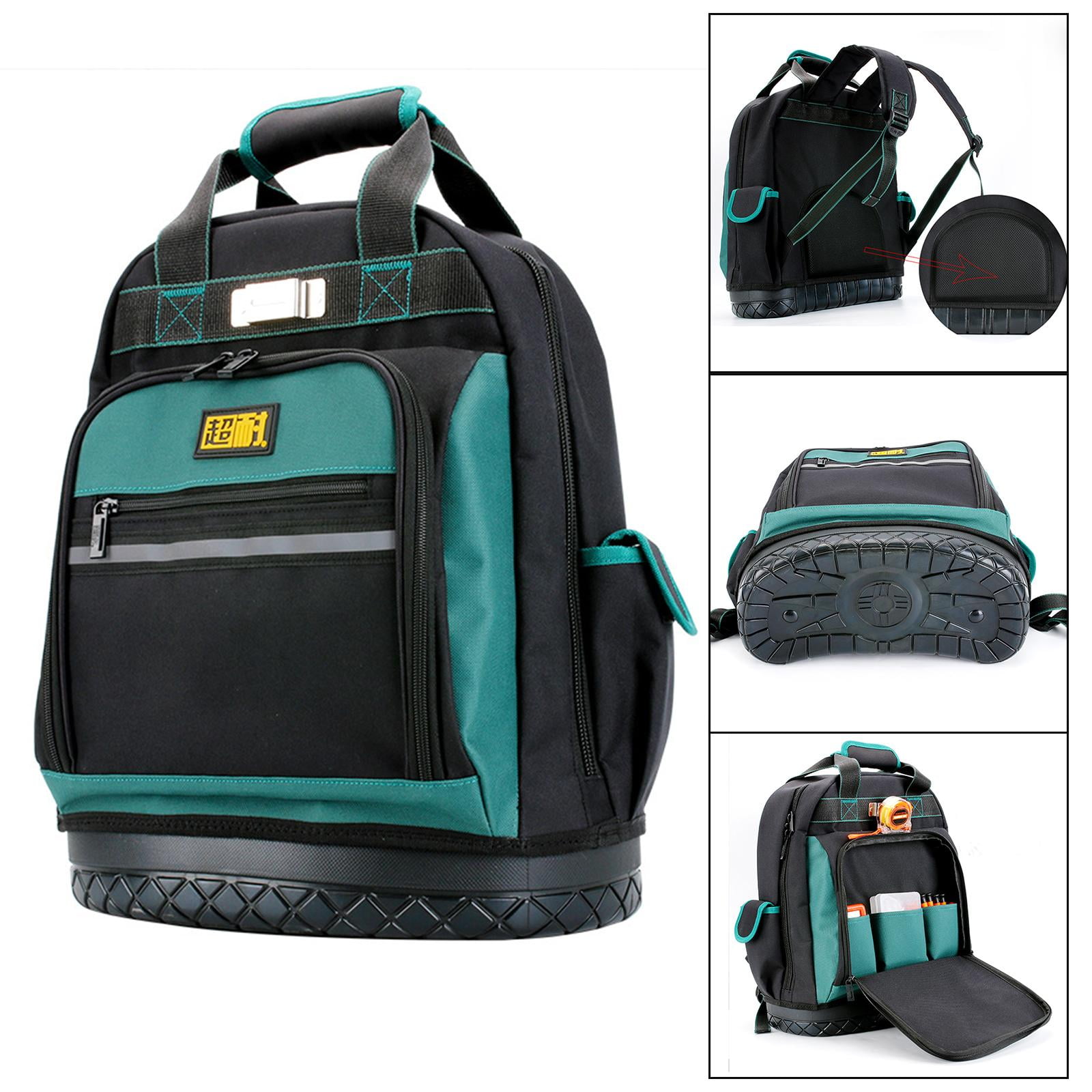 figatia Tool Backpack Oxford Cloth Tool Bag with Rubber Base Sturdy Worker Tool Bags Tool Pouches for Gardening Woodworking Carpenter