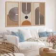 thumbnail image 6 of HPNIUB 3D Geometric Line Wooden Framed Wall Art Boho Mid Century Modern Sculpture Wall Decor Set of 3 for Living Room Bedroom 16x32 Inch, 6 of 9
