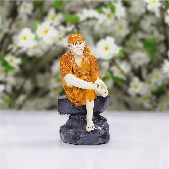 Sai Baba Statue in Marble Dust Shant Sai Baba Idol Hindu God Statue Sai Baba Idol Indian Handcrafted Sai Baba Figurine Believer of All Religions Sai Baba Murti Mandir Decor - AtoZ India Cart