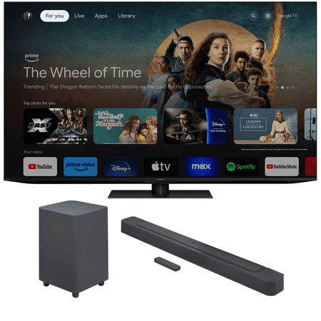 SHARP 4T-C65FV1U 65 Inch Class AQUOS XLED 4K Ultra HD Mini LED Google TV with a BAR-500 5.1ch Soundbar and Subwoofer with MultiBeam and Dolby Atmos (2024)