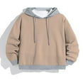 thumbnail image 2 of Drawstring Hooded Sweatshirt for Men with Contrast Color and Long Sleeves, 2 of 6