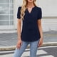 thumbnail image 3 of Tops de Color Sólido para Mujeres Manga Corta V-Cuello Correa Suéter Casual Top 95% Poliéster 5% Spandex, Nueva Blusa de Moda para el Uso Diario, 3 of 8