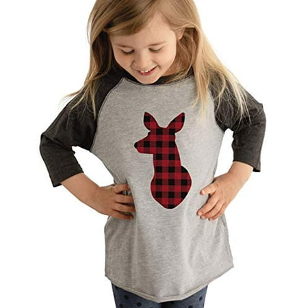 

7 ate 9 Apparel Plaid Doe Christmas Shirt Grey