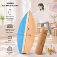 Rocket Blue Wooden Balance Board with Roller for Surfing Skateboarding ...