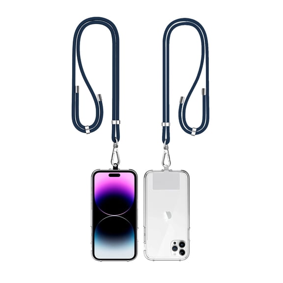 Smartphone Lanyard Strap with Built-In Card Holder - Blue