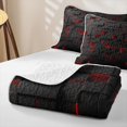 thumbnail image 4 of Castle Fairy Futuristic Cubic Block Quilt Full 3-Piece,Minimalist Neon Line Accent Full Bedspread Sets,Black Bright Red,1 Coverlet and 2 Pillowcases, 4 of 7