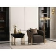 thumbnail image 2 of MICHAEL AMINI Lisbon Upholstered Chenille & Metal Accent Chair in Onyx and Gold, 2 of 15