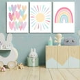 thumbnail image 4 of 3Pcs Pink Nursery Canvas Wall Art Rainbow Poster Kids Bedroom Baby Girls Toddler Pastel Wall Decor Prints Sun Boho Pink Sunshine Painting for Classroom School Nursery Decoration 12x16in, 4 of 6