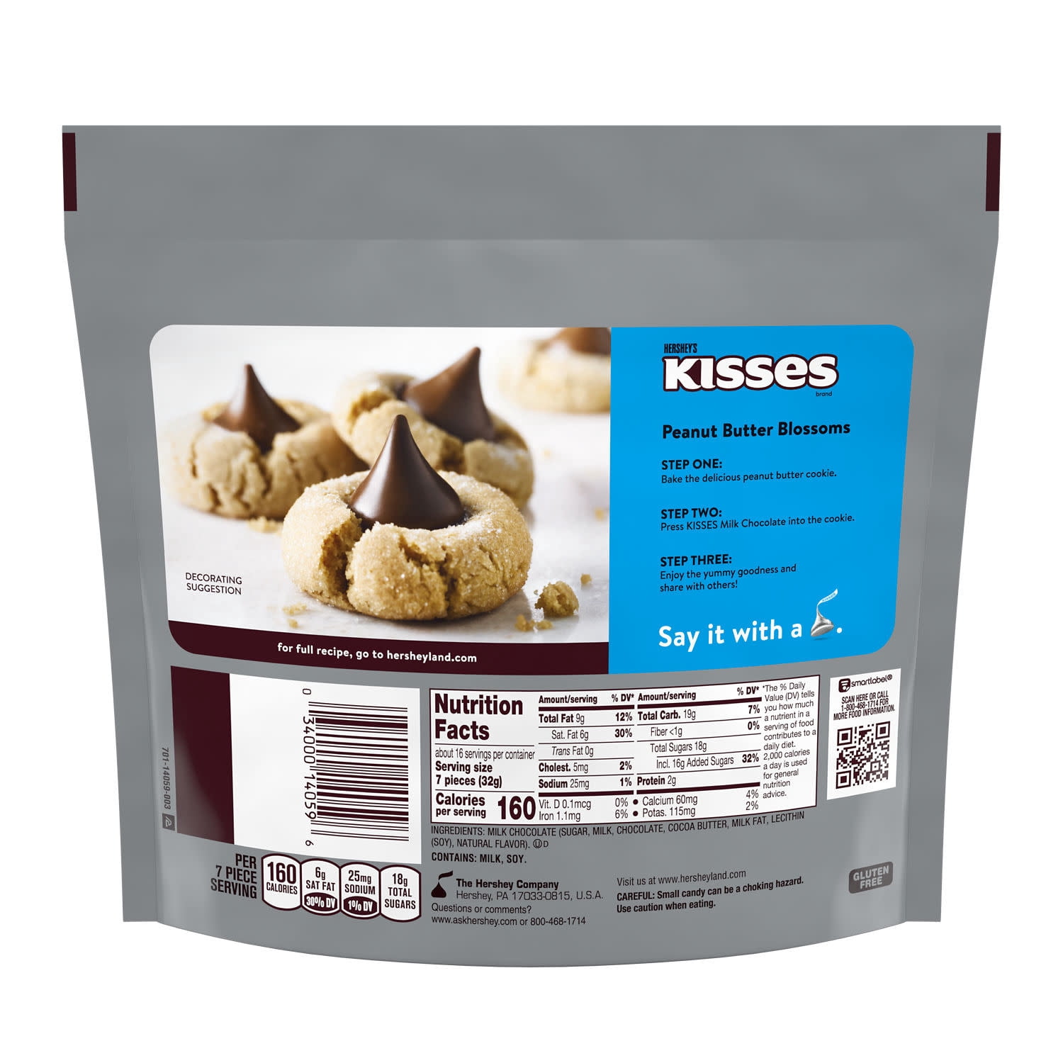 Hershey's Kisses Milk Chocolate Candy, Family Pack 17.9 oz