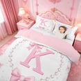 thumbnail image 3 of meiyoeat Cute Coquette Bowknot Twin Duvet Cover For Kids,Pink Ribbon Bow Initial Letter K Twin Bedding,Pink Reversible,2-Piece(No Comforter), 3 of 6