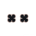 thumbnail image 5 of Mini pendientes de trébol de cuatro hojas para mujer, aretes de calcedonia de fritillary de nicho de plata s925, 5 of 5