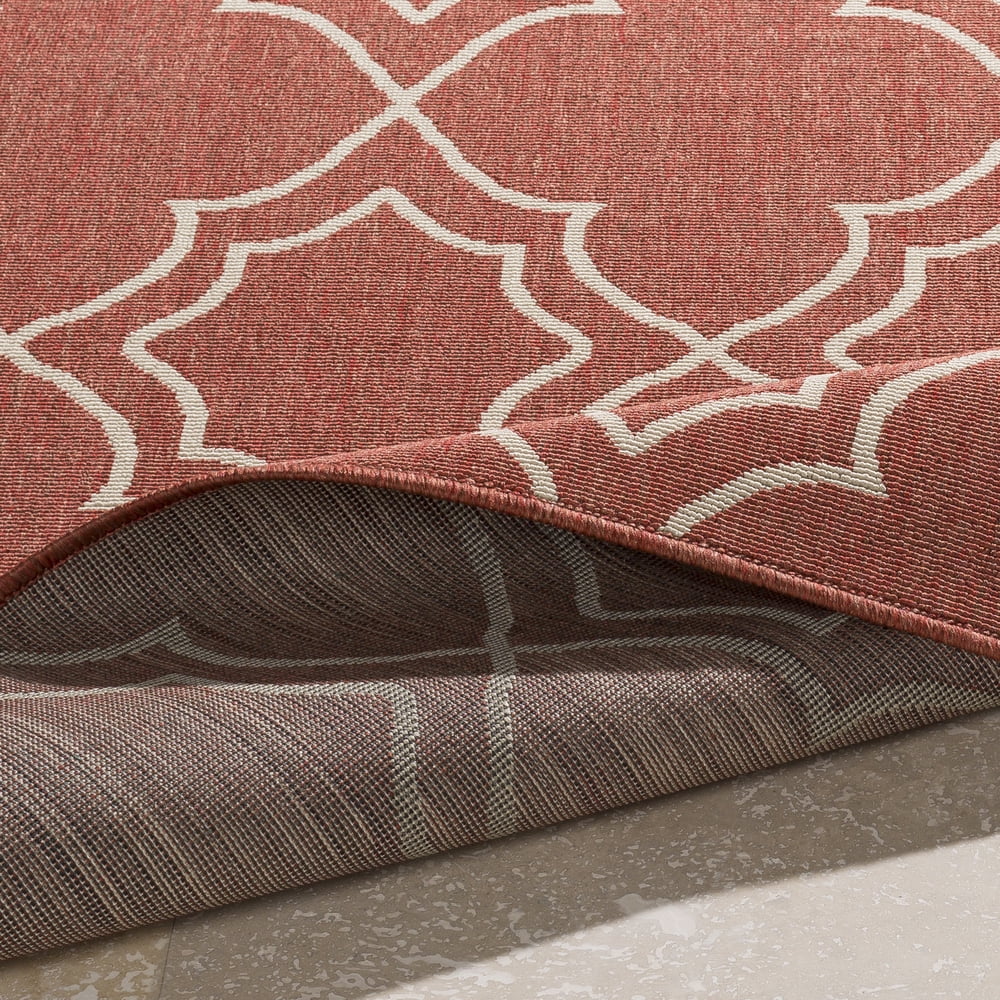 Livabliss Outdoor Rugs, 2x8 Alfresco Cottage Red Runner Area Rug for Patio, Porch, Deck, Backyard, Waterproof Indoor Outdoor Carpet (2'5" x 7'10" Runner)