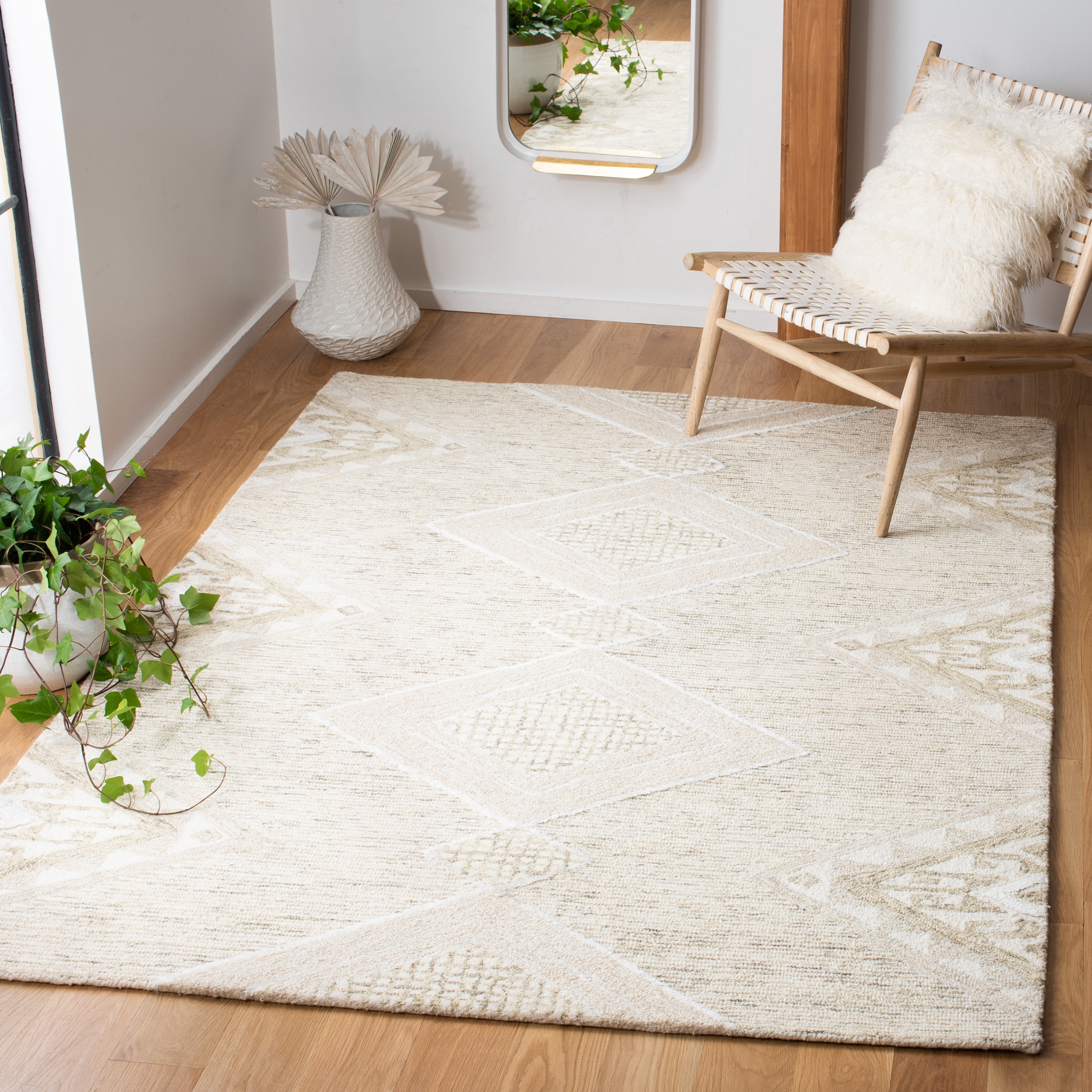 SAFAVIEH Casablanca Bradach Diamond Area Rug, Gold/Sage, 6' x 6' Square