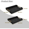 thumbnail image 6 of MODE HOME 2 Piece Woven Leather Ottoman Tray with Gold Handles, Perfect Rectangular Serving Tray for Living Room, Coffee Table Tray as Thoughtful Gift for Home Decor Enthusiasts (Black), 6 of 7