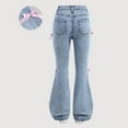 thumbnail image 6 of XIYON Jeans For Girls Wide Leg Baggy Denim Pants High Elastic Waisted Cute Bow Trousers Casual Kids Streetwear 9-10 Years, 6 of 9
