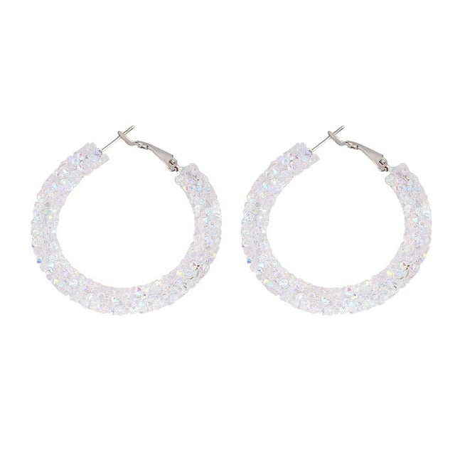 Oubit Rhinestone Hoop Earrings,1Pairs/Set Women Big Hoop Women Earrings Large Loopearrings Precision Engineered