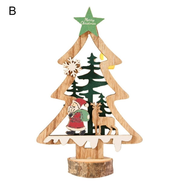 Adorno navideño, decoración de mesa estéreo, colorfast, mano de obra fina, árbol de escritorio de Navidad en miniatura de madera para el hogar