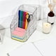thumbnail image 4 of Organizador de escritorio de plástico transparente de 3 niveles con aberturas inclinadas para brochas de maquillaje y lápices labiales | Caja de almacenamiento con textura ondulada para cosméticos,, 4 of 6