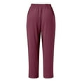 thumbnail image 5 of Red Womens Work Pants Business Casual, Wide Leg Pants For Women, Capris For Women Casual Summer, Dress Pants Women, Women's Solid Color Daily Commuting Fashion Casual Radish Pants, 5 of 5