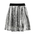 thumbnail image 5 of Women's Fashion High Waist Pleated Solid Color Short Skirt Loose Sequin Skirt High Waist Pencil Skirt A Line Mini Skirt Daily-Wear Flowy Shiny Glitter Mini Short Skirts Club Party Silver XXL, 5 of 7