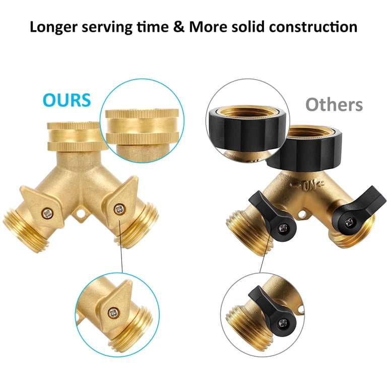 Styddi Solid Brass 2-Way Garden Hose Splitter, Heavy Duty photo 7